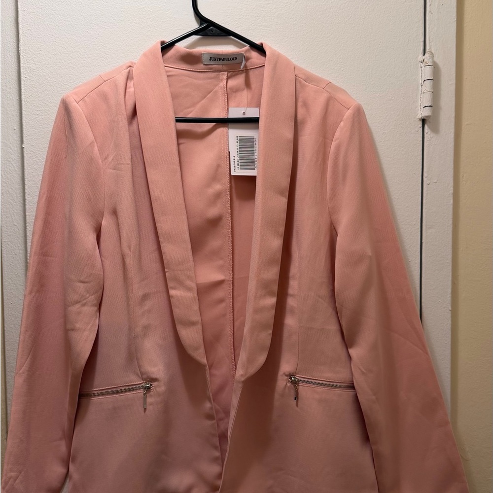 JustFab Pink Open-Front Blazer Jacket